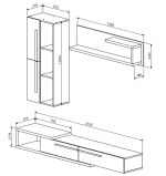 Obývací sestava OVIDEO barva černá/dub artisan