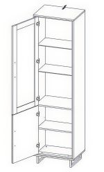 Vysoká vitrína SALEMI 1D1W šedá/dub přírodní
