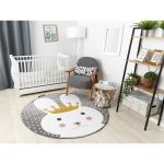 Dětský kusový koberec Petit Bunny grey kulatý - 140x140 (průměr) kruh cm