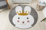 Dětský kusový koberec Petit Bunny grey kulatý - 140x140 (průměr) kruh cm