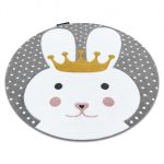 Dětský kusový koberec Petit Bunny grey kulatý - 140x140 (průměr) kruh cm