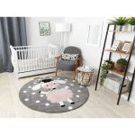 Dětský kusový koberec Petit Dolly sheep grey kruh - 120x120 (průměr) kruh cm