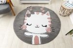 Dětský kusový koberec Petit Kitty cat grey kruh - 140x140 (průměr) kruh cm