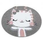 Dětský kusový koberec Petit Kitty cat grey kruh - 160x160 (průměr) kruh cm