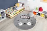 Dětský kusový koberec Petit Cat crown grey kruh - 120x120 (průměr) kruh cm