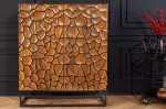 Vysoká komoda VULCANO MOSAIK 120 CM masiv mango - hnědá/černá