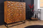 Vysoká komoda VULCANO MOSAIK 120 CM masiv mango - hnědá/černá