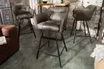 2SET barová židle LOFT taupe šedá mikrovlákno