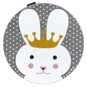 Dětský kusový koberec Petit Bunny grey kulatý - 140x140 (průměr) kruh cm - 140x140 (průměr) kruh cm