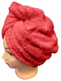 Rychleschnoucí froté turban na vlasy, červený