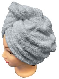 Rychleschnoucí froté turban na vlasy, světle šedý