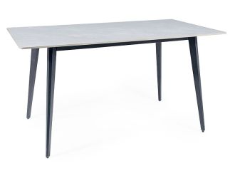 Jídelní stůl 140x80 EVI šedá mramor/černá mat