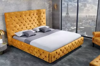 Postel CHESTERFIELD LUX 180x200 CM tmavě žlutá samet