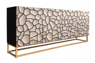 Komoda VULCANO MOSAIK 177 CM masiv mango - bílá/zlatá