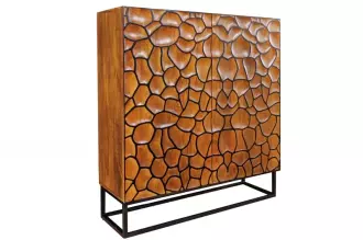 Vysoká komoda VULCANO MOSAIK 120 CM masiv mango - hnědá/černá