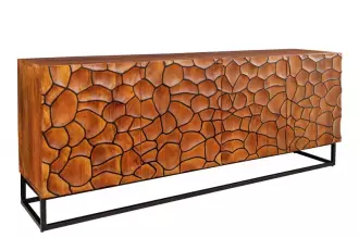 Komoda VULCANO MOSAIK 177 CM masiv mango - hnědá/černá