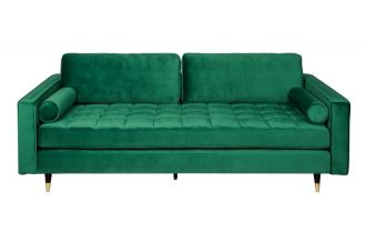 Luxusní pohovka COZY VELVET 220 CM smaragdově zelená samet