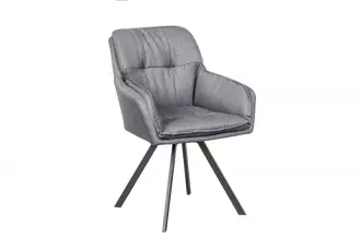 2SET jídelní židle LOUNGER šedá otočná