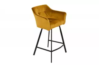 2SET barová židle LOFT 100 CM tmavě žlutá samet