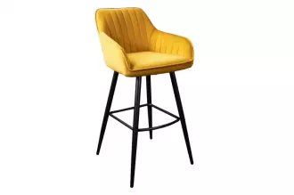 2SET barová židle TURIN tmavě žlutá samet