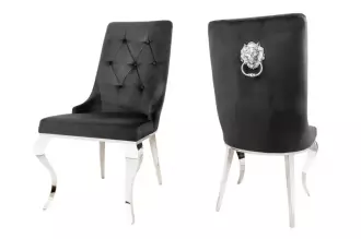 2SET zámecká židle MODERN BAROCCO S RUKOJETÍ černá samet