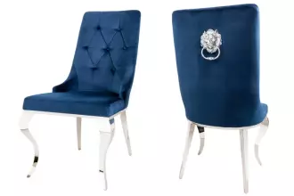 2SET zámecká židle MODERN BAROCCO S RUKOJETÍ královsky modrá samet