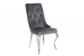 2SET zámecká židle MODERN BAROCCO S RUKOJETÍ šedá samet