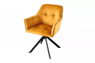 2SET jídelní židle LOFT II tmavě žlutá samet otočná