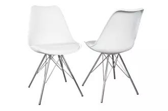 2SET jídelní židle SCANDINAVIA RETRO bílá / stříbrná