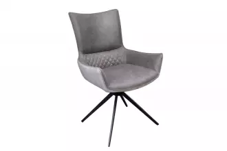2SET jídelní židle ALPINE šedá/světle šedá mikrovlákno otočná