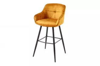 2SET barová židle EUPHORIA 100 CM tmavě žlutá samet