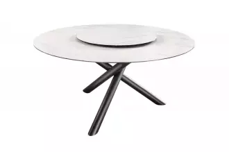 Kulatý jídelní stůl SPIN WHITE 150 CM keramika otočný